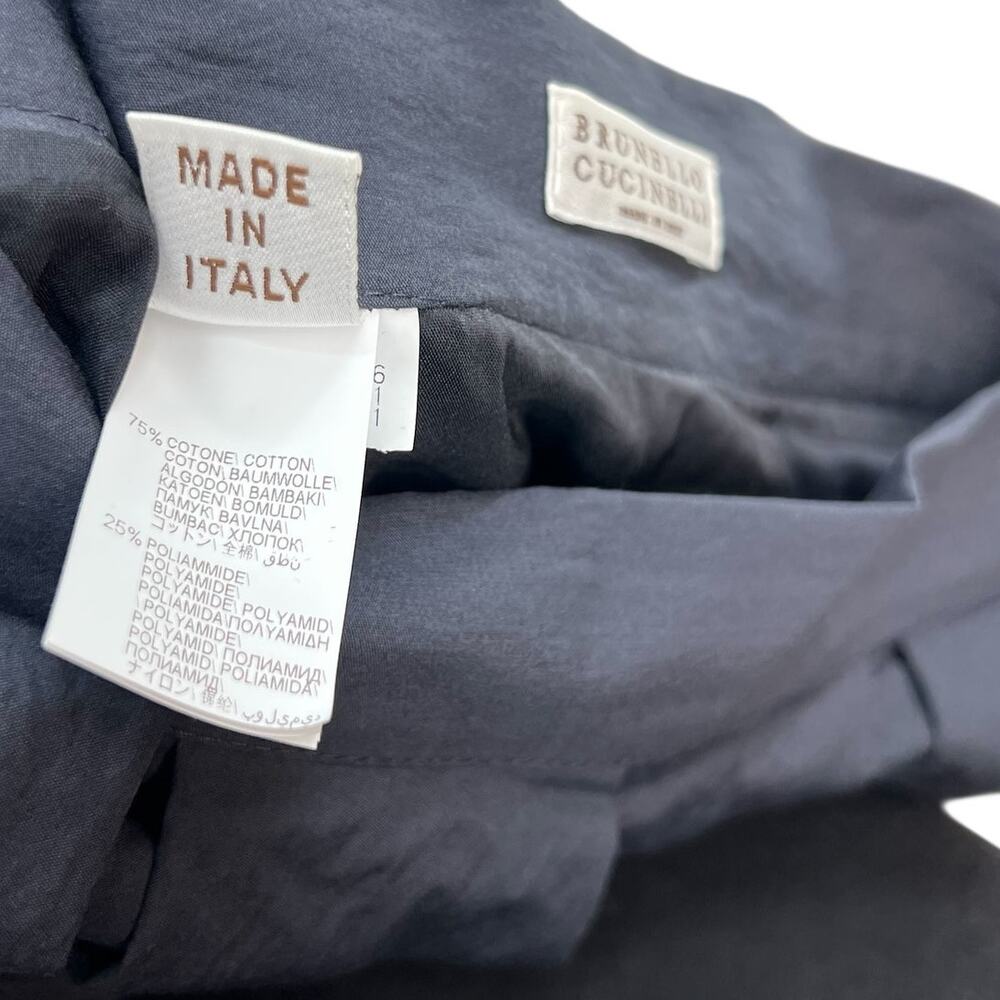 Brunello Cucinelli Pleated Asymmetric Skirt Cotton Navy Blue Size US 8 - Picture 13 of 14